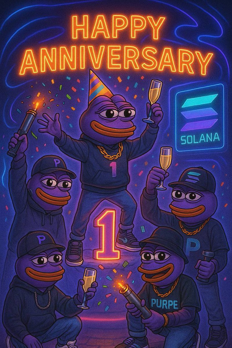 $PURPE IS ONE YEAR OLD TODAY. WE HAVE WORKED HARD THROUGHOUT THIS TIME TO UPLIFT AND INNOVATE THIS TOKEN. THE COMMUNITY CONTINUES TO PLAY A HUGE ROLE IN PROMOTING UNITY, DETERMINATION, STRENGTH AND TEAMWORK. THE ASSIDUOUS WORK FROM TAKING THE COIN FROM ONE MARKET CAP TO OVER 140