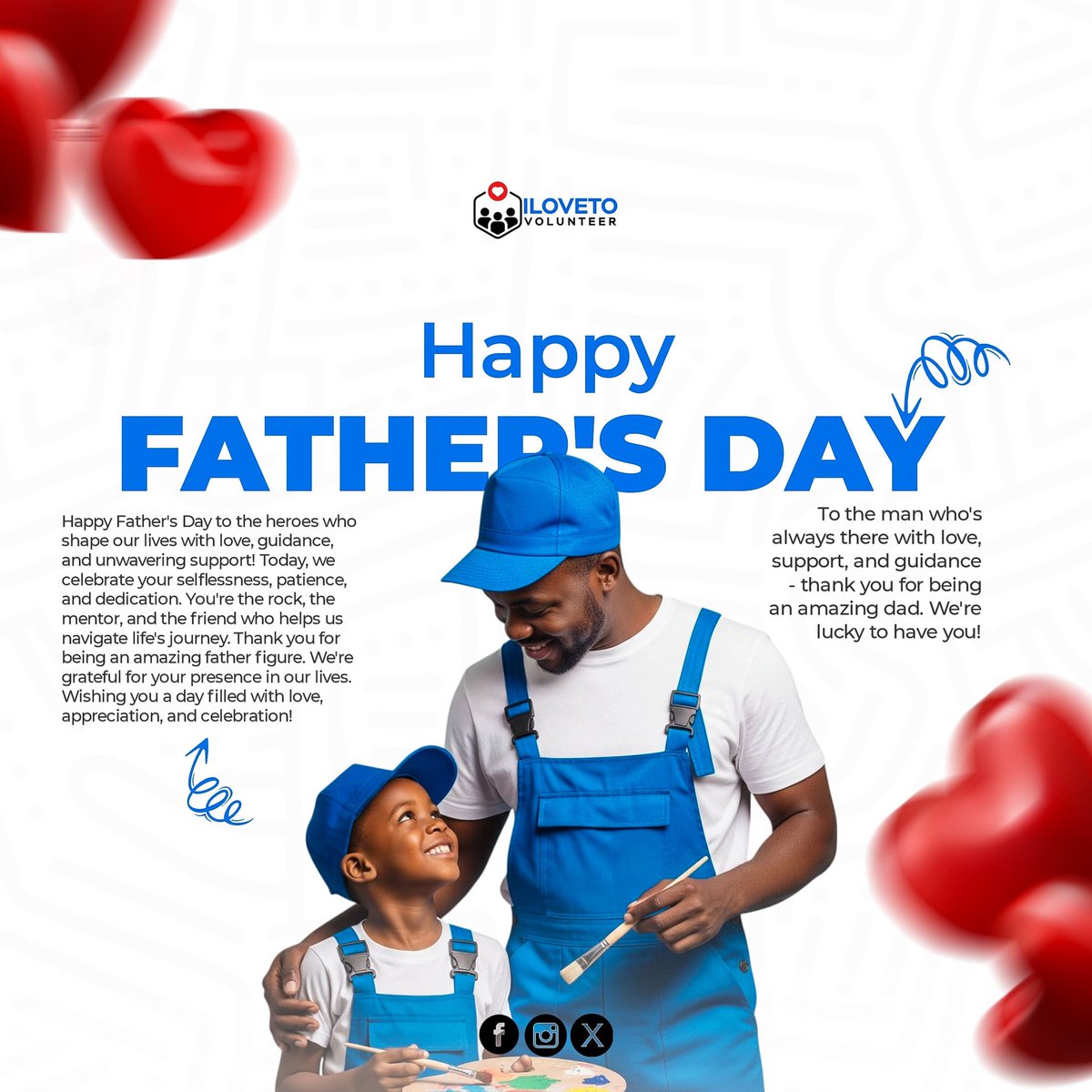 It's time of the year to celebrate and honour all super dads for their affection, warmth, and unconditional love. 

Happy Father's Day to all heroes who have been a source of provision, love, and support ✨️.
#ilovetovolunteer
#FathersDay2025