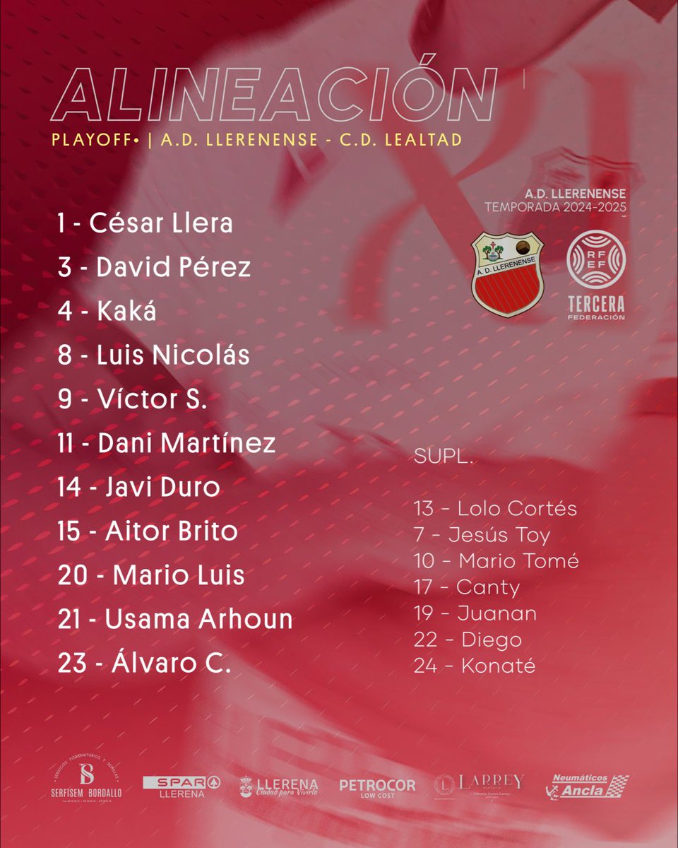 ALINEACIÓN | <a href="/adllerenenseof/">A.D. LLERENENSE</a>

#LlerenenseLealtad | #TerceraRFEF