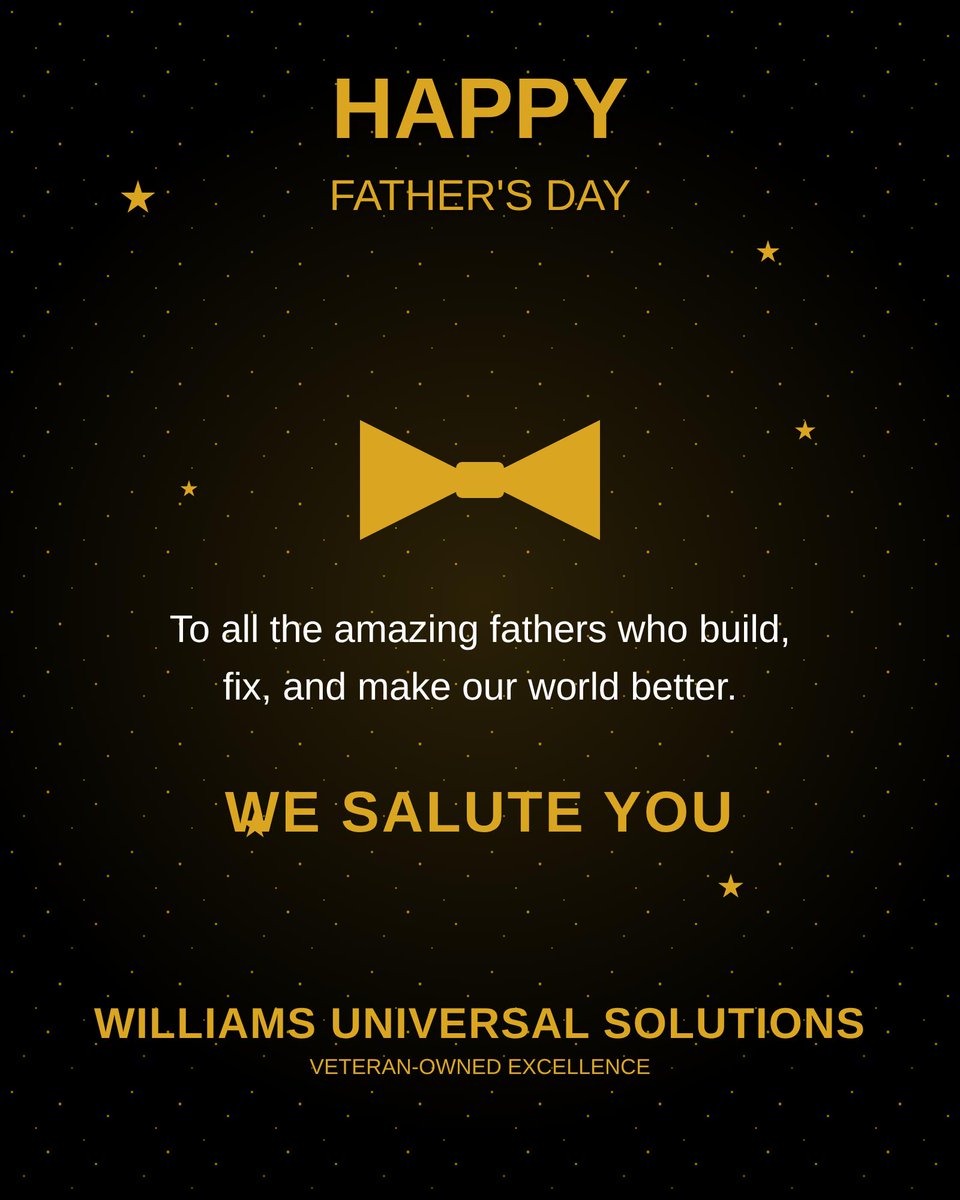 Happy Father’s Day from Williams Universal Solutions!
As a veteran owned business, we understand the importance of dependability and service. Today, we celebrate all fathers who demonstrate these qualities every day. #FathersDay #VeteranOwned #BusinessValues #WUSFamily