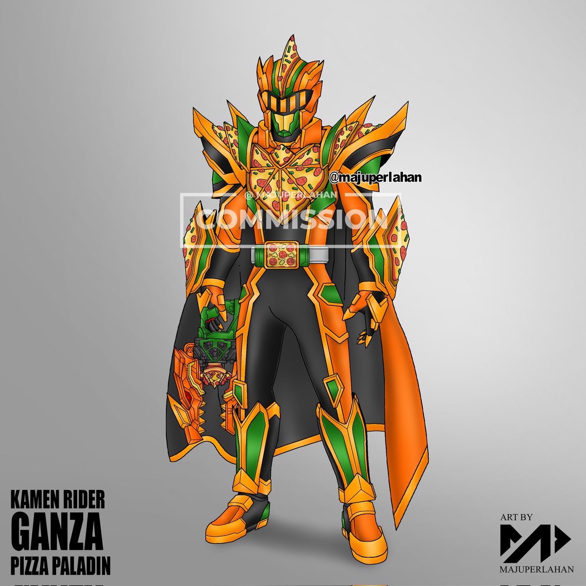 majuperlahan's tweet photo. Kamen Rider Ganza
Pizza Paladin Form

Commission work  for
@DLBot2016

#Commission #Commissionopen #comissionart #commission_art #ArtistOnX #artist https://t.co/UfUn5dhyQo