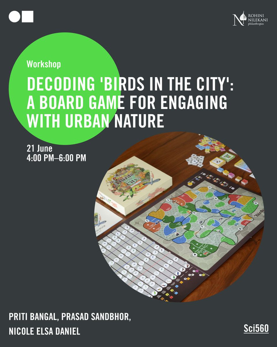 SciGalleryBlr's tweet photo. Games and Workshop event: Can board games be a useful tool for public engagement with nature? 

Play and explore the board game Birds in the City: Bengaluru Edition, designed to explore bird diversity and ecology change in the city, along with the game’s scientist-creators. https://t.co/sVkN1X60b0