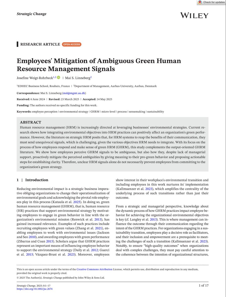 René Rohrbeck (@renerohrbeck) on Twitter photo In #humans we can trust.
Research finds that even in large #corporations that send #ambiguous messages to their employees, there are individuals that relentlessly drive ambitious pro-green projects and succeed.
Interesting findings from <a href="/IESEG/">IÉSEG</a> <a href="/MGMTBSS/">Department of Management, AarhusBSS</a>
doi.org/10.1002/jsc.26… In #humans we can trust.
Research finds that even in large #corporations that send #ambiguous messages to their employees, there are individuals that relentlessly drive ambitious pro-green projects and succeed.
Interesting findings from <a href="/IESEG/">IÉSEG</a> <a href="/MGMTBSS/">Department of Management, AarhusBSS</a>
doi.org/10.1002/jsc.26…