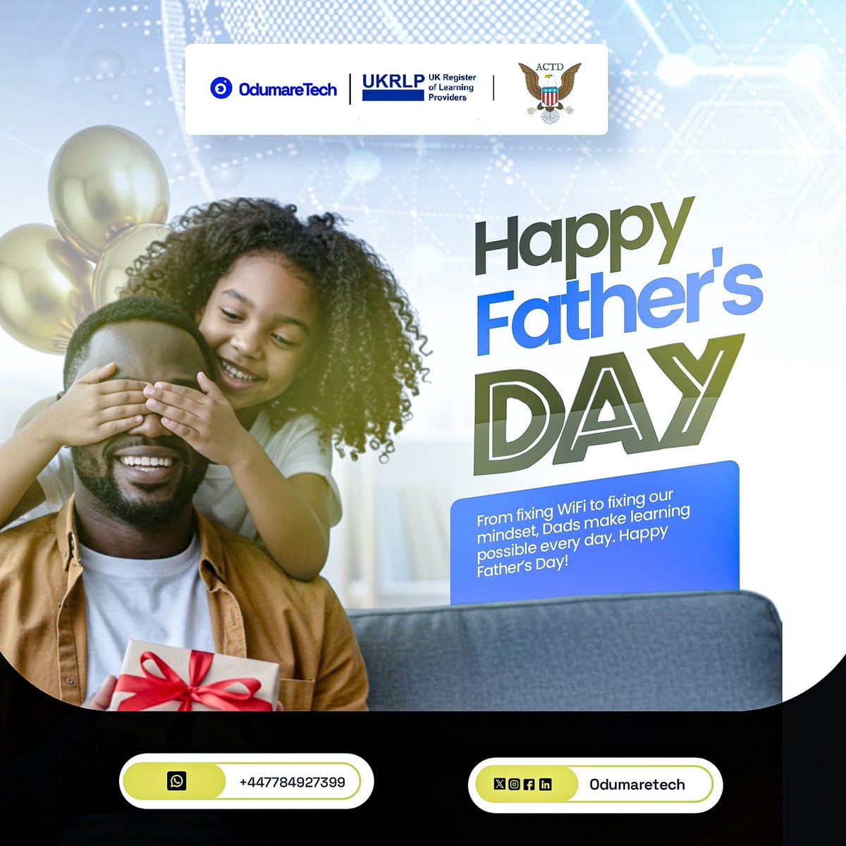 OdumareTech's tweet photo. From fixing WiFi to troubleshooting computers, Dad's are just wonderful people. Happy father's day from all of at odumaretech https://t.co/ZeGNoi10Qk