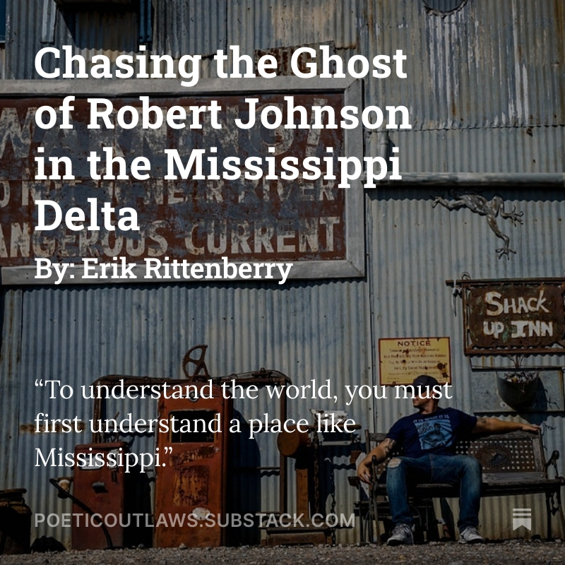 “So here I am, torn Levis, battered soul, and that old trucker hat sittin’ loosely on my hungover head, cruising down legendary Highway 61 south out of Memphis with the windows down and the radio up as Jim Morrison wails those Roadhouse Blues.

The future is uncertain and the end