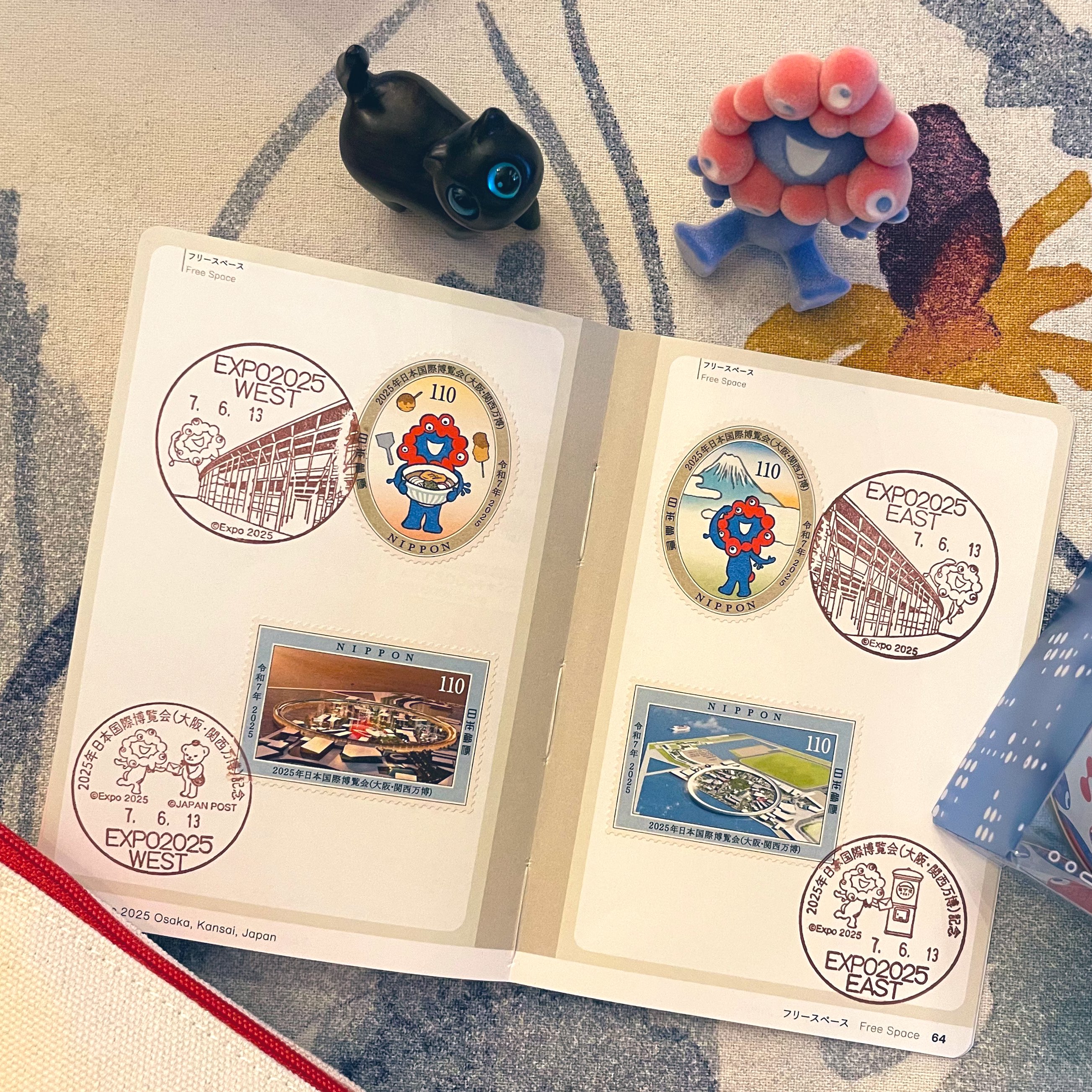 万博　スタンプパスポート　記念切手消印有り　レア限定スタンプ他約230個　押印済 万博 スタンプパスポート 記念切手消印有り レア限定スタンプ他