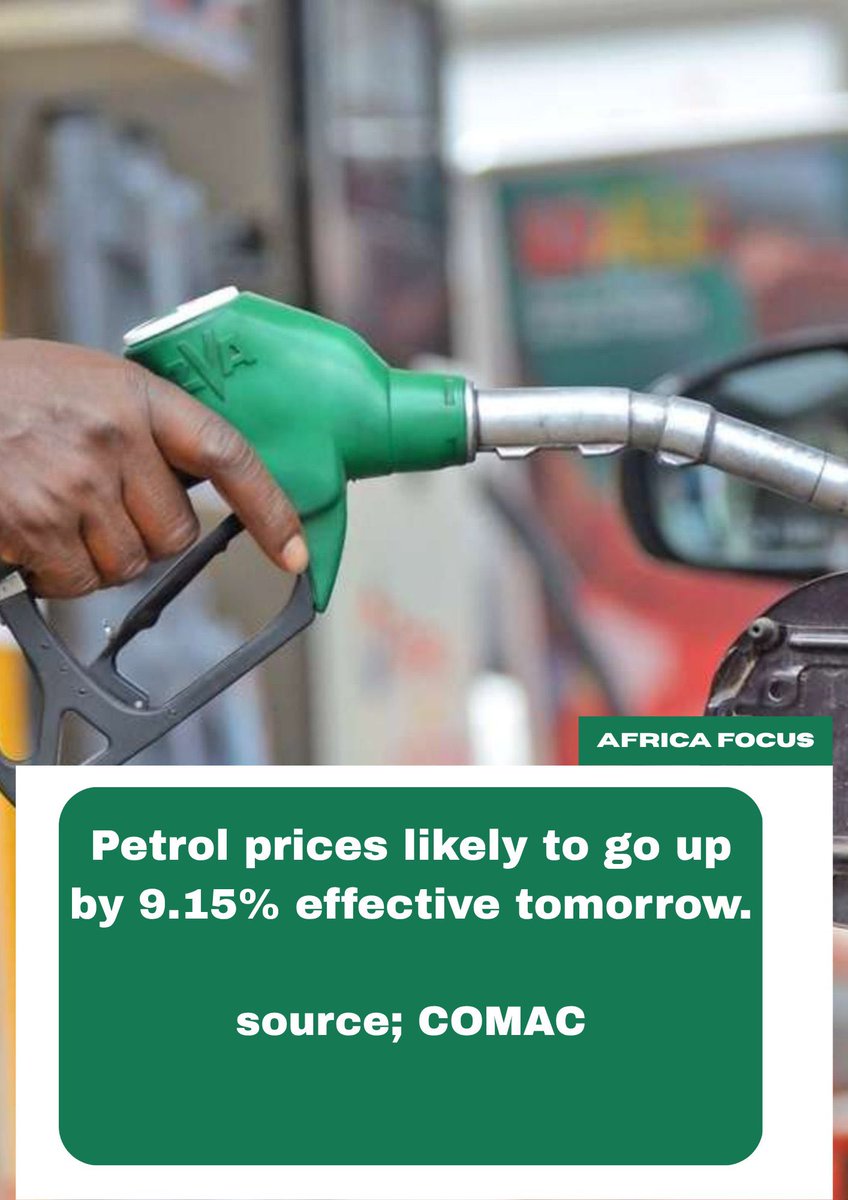 The Chamber of Oil Marketing Companies (COMAC) has hinted that, petrol price is likely to go up by 9.15% effective Tomorrow.