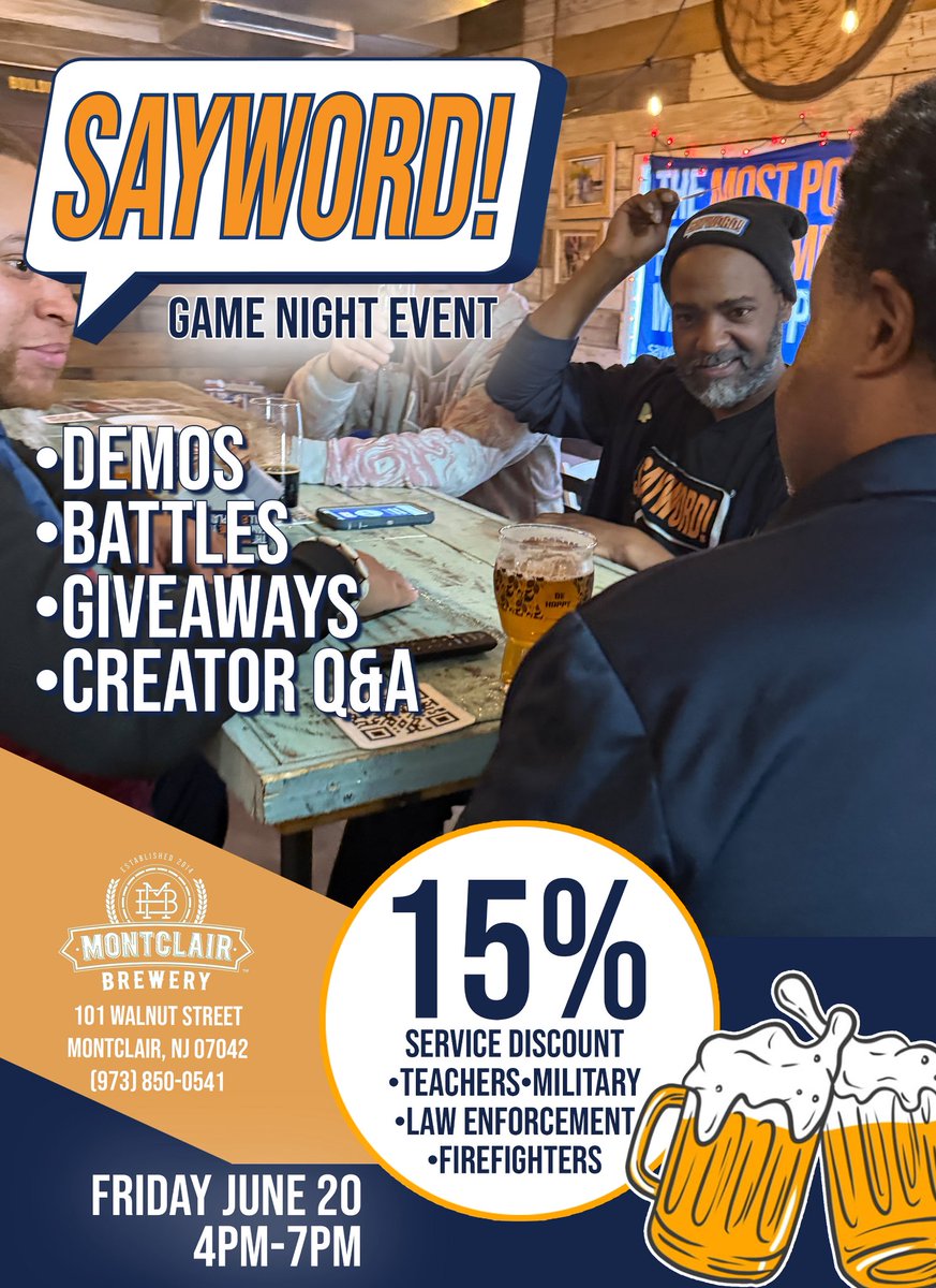 saywordgame's tweet image. Join us for a night of laughter and lager… This Friday! #gamenight #wordnerd #fridaynight