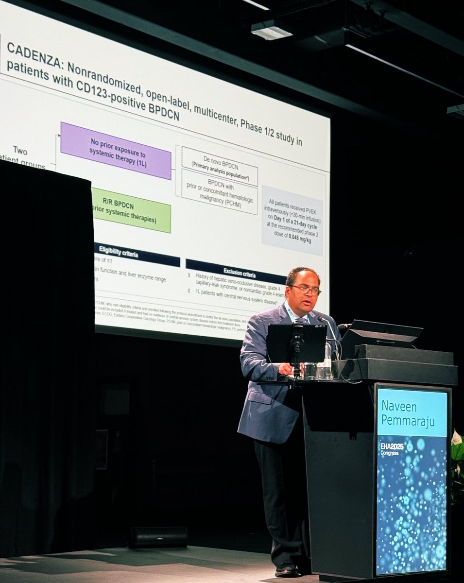 Naveen Pemmaraju, MD (@doctorpemm) on Twitter photo 👉👉👉Honored to present, on behalf of my co-authors , our Ph2 findings from #CADENZA study #PVEK #CD123 for #BPDCN at #EHA25 #EHA2025 <a href="/EHA_Hematology/">European Hematology Association</a> | <a href="/doctorpemm/">Naveen Pemmaraju, MD</a> <a href="/Daver_Leukemia/">Naval Daver, M.D.</a> <a href="/MDAndersonNews/">MD Anderson Cancer Center</a> #endcancer #leusm #BPDCN 👉👉👉Honored to present, on behalf of my co-authors , our Ph2 findings from #CADENZA study #PVEK #CD123 for #BPDCN at #EHA25 #EHA2025 <a href="/EHA_Hematology/">European Hematology Association</a> | <a href="/doctorpemm/">Naveen Pemmaraju, MD</a> <a href="/Daver_Leukemia/">Naval Daver, M.D.</a> <a href="/MDAndersonNews/">MD Anderson Cancer Center</a> #endcancer #leusm #BPDCN