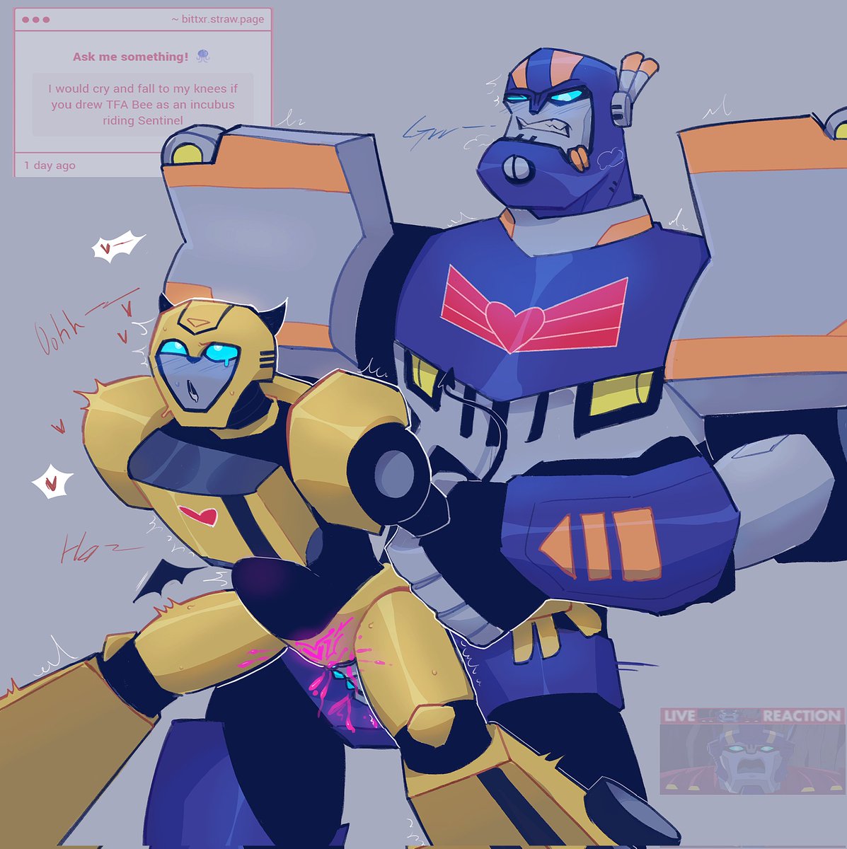 Oh noo, Bumblebee targeted the wrong Prime! consequence of his action, I fear...

#valveplug #Sentibee #SentinelPrime #bumblebee #Transformers #TFA