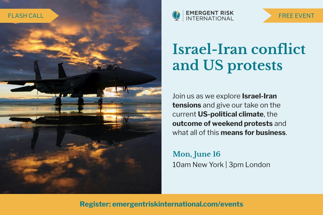 🚨 FLASH CALL webinar alert 🚨 ERI is hosting a FLASH CALL webinar on the Israel-Iran conflict and US protests. Join us as we explore Israel-Iran tensions and give our take on the current US-political climate, the outcome of weekend protests and what all of this means for