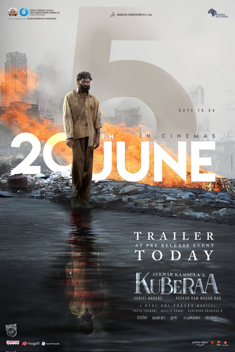 cinima_c's tweet image. 5 Days To Go For #Kuberaa 

In Cinemas June 20
Trailer From Today