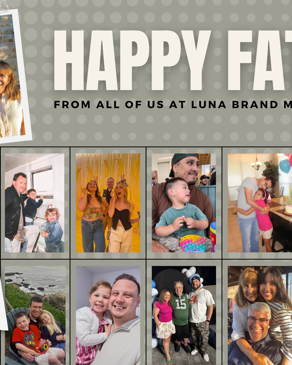 lunabrandmgmt's tweet photo. Here’s to the father figures, beloved dads, and supportive husbands who lift us every day. 🤍 Each of their strength, love, and guidance means the world to all of us —today and always. #HappyFathersDay from all of us at Luna Brand Management! 👔 https://t.co/b2yYU7Zu8l