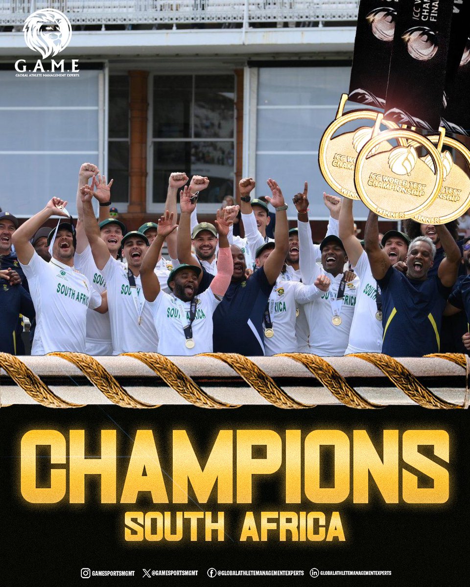 History Made! ✅

Congratulations to <a href="/ProteasMenCSA/">Proteas Men</a>  on becoming the crowned champions of World Test Championship 2025 👍🏼

#IamGAME #WTC #SouthAfrica #CricketLovers #SportsManagement #Explore