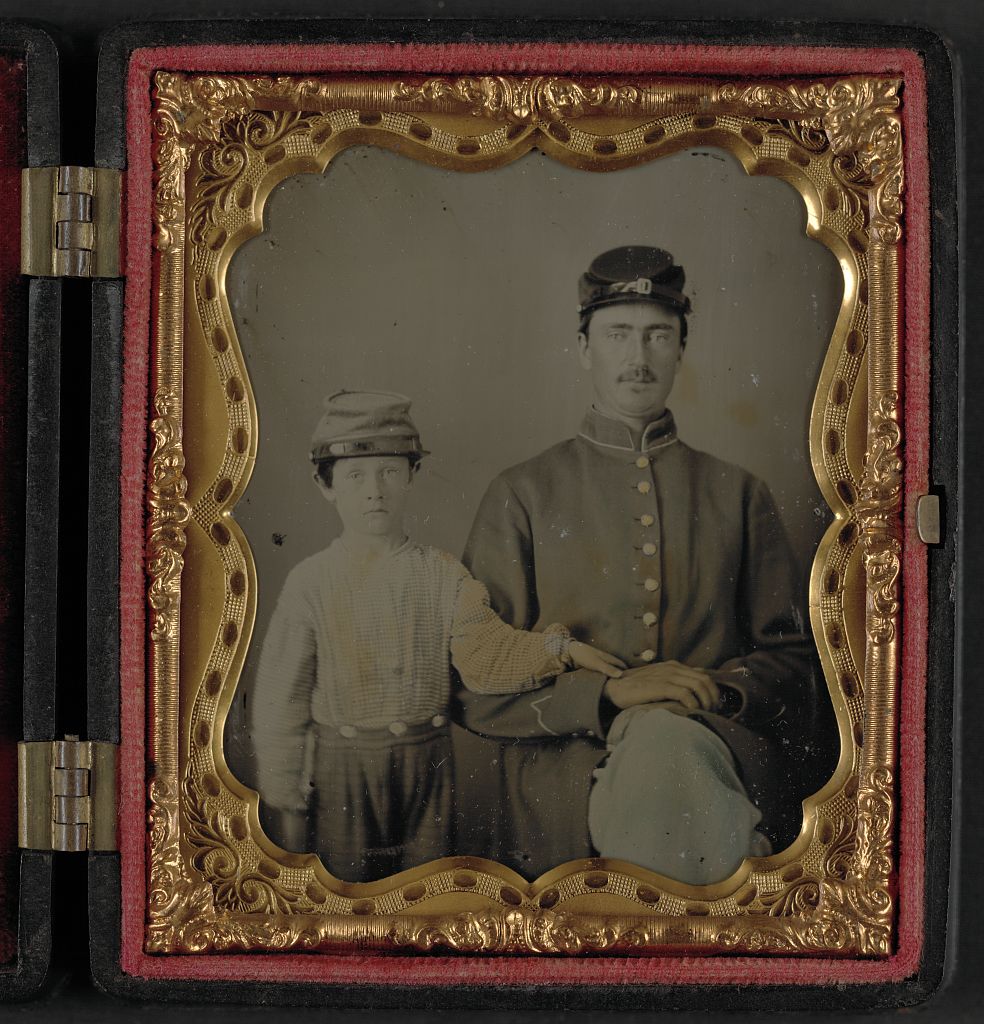 #HappyFathersDay to all dads out there. Shown here: an unidentified Union soldier with a boy, probably father and son, in a photo taken during the Civil War.