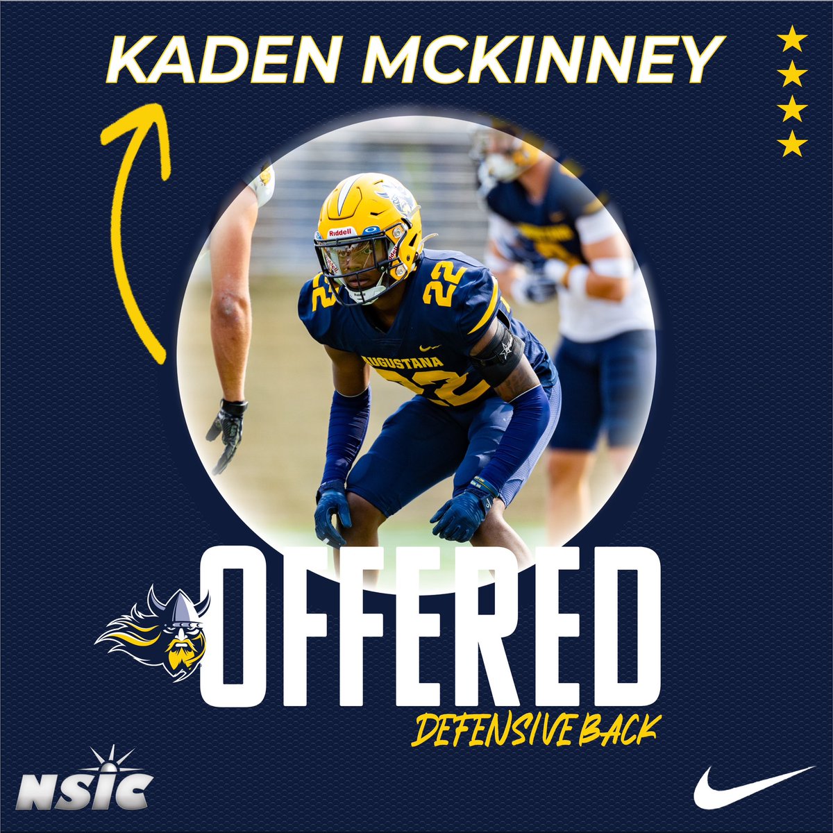 Kaden McKinney (@kadenmckinney05) on Twitter photo Extremely blessed to receive an offer from <a href="/AugieFB/">Augustana Football</a>, Thank you <a href="/CoachSipple/">Mark Sipple</a> and <a href="/Coach_Enderson/">Brock Enderson</a>‼️🔵🟡
<a href="/CoachOJ_/">Jerry Olszewski</a> <a href="/coachswaff5/">Jared Swafford</a> <a href="/Seaman_Vikings/">Seaman Football</a> Extremely blessed to receive an offer from <a href="/AugieFB/">Augustana Football</a>, Thank you <a href="/CoachSipple/">Mark Sipple</a> and <a href="/Coach_Enderson/">Brock Enderson</a>‼️🔵🟡
<a href="/CoachOJ_/">Jerry Olszewski</a> <a href="/coachswaff5/">Jared Swafford</a> <a href="/Seaman_Vikings/">Seaman Football</a>