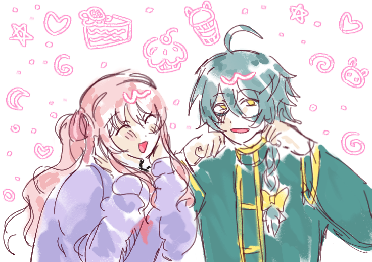 sorinkabegit's tweet photo. just pjskxwitchsheart bakingcakes crossover! btw i think ashe and mizuki are both love cakes lol #pjsk #whnoc https://t.co/Suqynm34CD