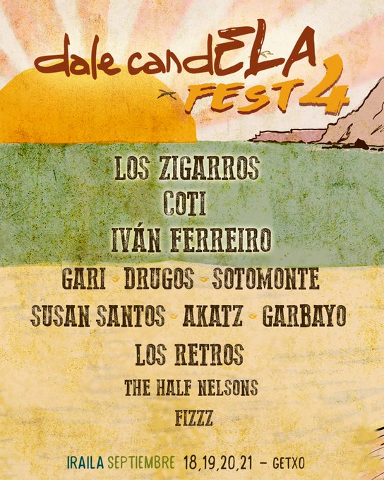 C. Ultrasónicos (@ultrasonicos1) on Twitter photo Otros 4 nombres se suman al cartel de la nueva edición del <a href="/dalecandela/">dalecandELA</a> Fest en el Puerto Viejo de #Algorta entre los días 18 y 21 de septiembre. Desde el blues de <a href="/susansantos_/">Susan Santos</a> al rock de <a href="/garbayomusica/">Garbayo</a>.
lc.cx/8E9oib Otros 4 nombres se suman al cartel de la nueva edición del <a href="/dalecandela/">dalecandELA</a> Fest en el Puerto Viejo de #Algorta entre los días 18 y 21 de septiembre. Desde el blues de <a href="/susansantos_/">Susan Santos</a> al rock de <a href="/garbayomusica/">Garbayo</a>.
lc.cx/8E9oib