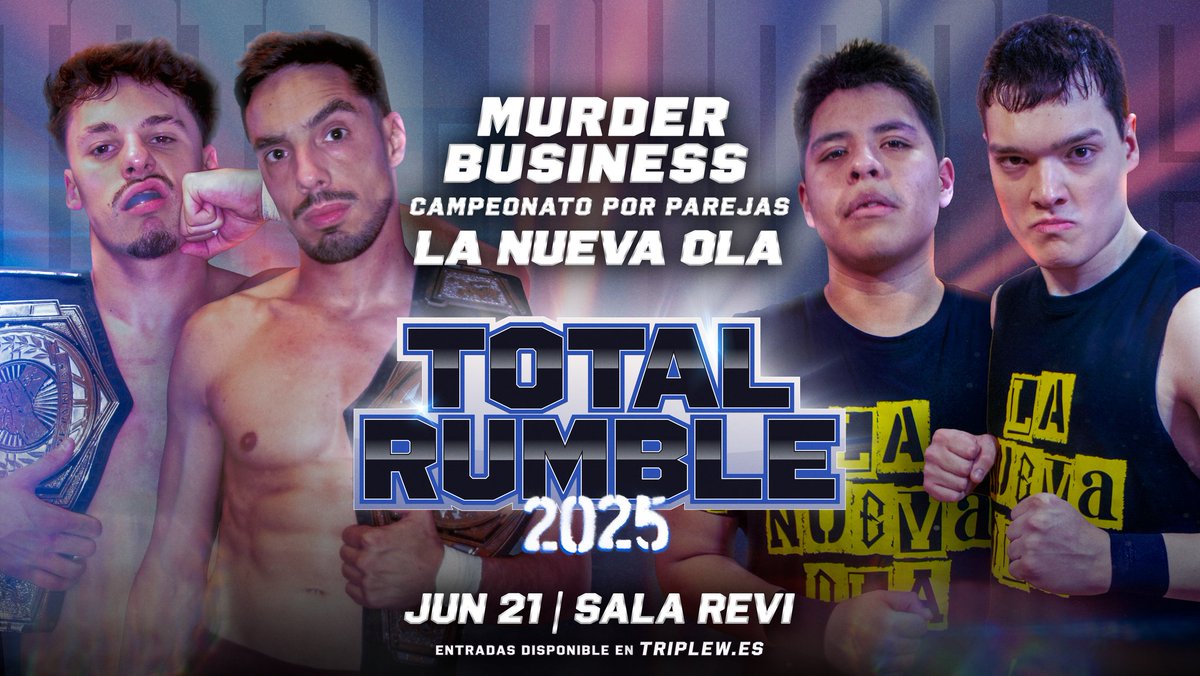 🚨 ¡𝗔𝗡𝗨𝗡𝗖𝗜𝗢! 🚨

Tras una temporada fantástica, La Nueva Ola busca cerrarla con broche de oro. 🌊

Murder Business Inc. pondrán los Campeonatos por Parejas en juego. ❌

¿Quién saldrá campeón por parejas de Total Rumble 2025? 🤔

🌟 𝗧𝗼𝘁𝗮𝗹 𝗥𝘂𝗺𝗯𝗹𝗲 𝟮𝟬𝟮𝟱
🗓