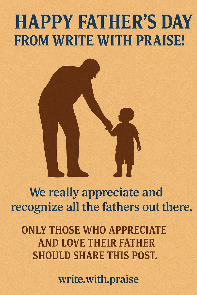 Happy Father’s Day to all the real ones! 💙
Write with Praise celebrates every dad showing up with love, strength &amp; wisdom.
Only those who truly appreciate their fathers — repost this. 🙌
#FathersDay #WriteWithPraise #ThankYouDad #FatherFigure #Gratitude