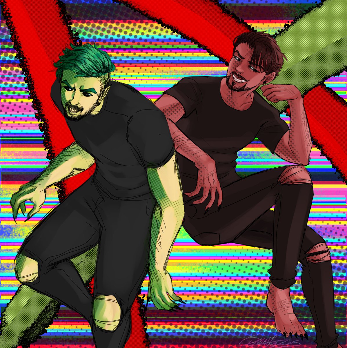 Had a fun collab with <a href="/SpunketPunk/">✨ s ᴘ ᴜ ɴ ᴋ ᴇ ᴛ ᴘ ᴜ ɴ ᴋ ✨</a> ! ❤️💚

Green and Red gremlins hangin out like bros. Wonder what they're plotting. 🤔