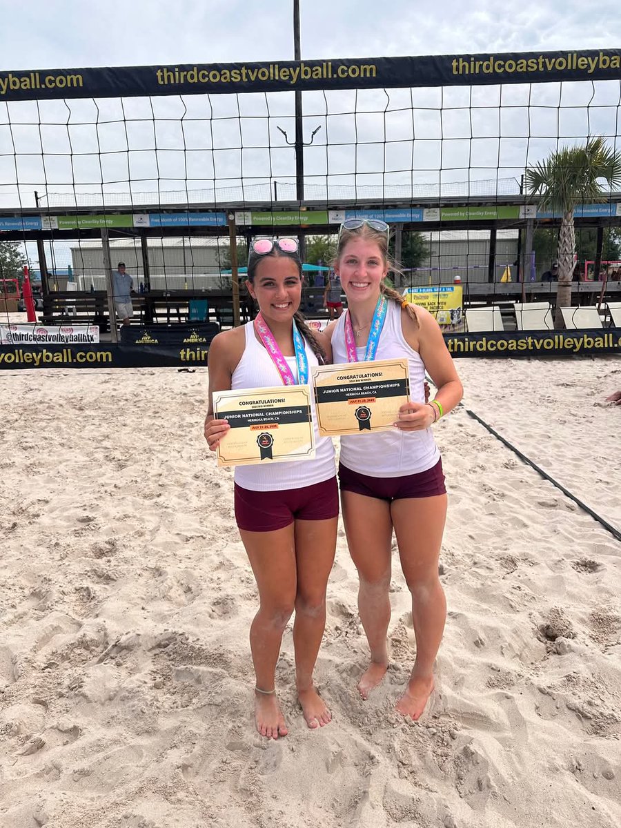 Natalie &amp; Reagan stepped on the sand to play a little beach volleyball for the first time.  They walked off the sand as runners up &amp; earned a spot to compete at the national tournament. 
Way to go, girls!!
❤️🖐🏐
#cpoe