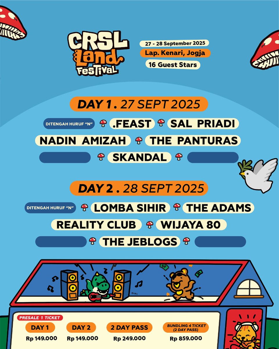 DA YANG PERNAH NONTON MEREKA FULL TEAM?

Yash! Selain itu LINE UP <a href="/crsl_landfest/">Semua Ada Di CRSL Land Festival 🧡</a> menyisakan beberapa GS yang bakalGONG DAR DER DOR!

Langsung gasss aja tiketnya tanpa nunggu merpatinya turun di mana hehe…