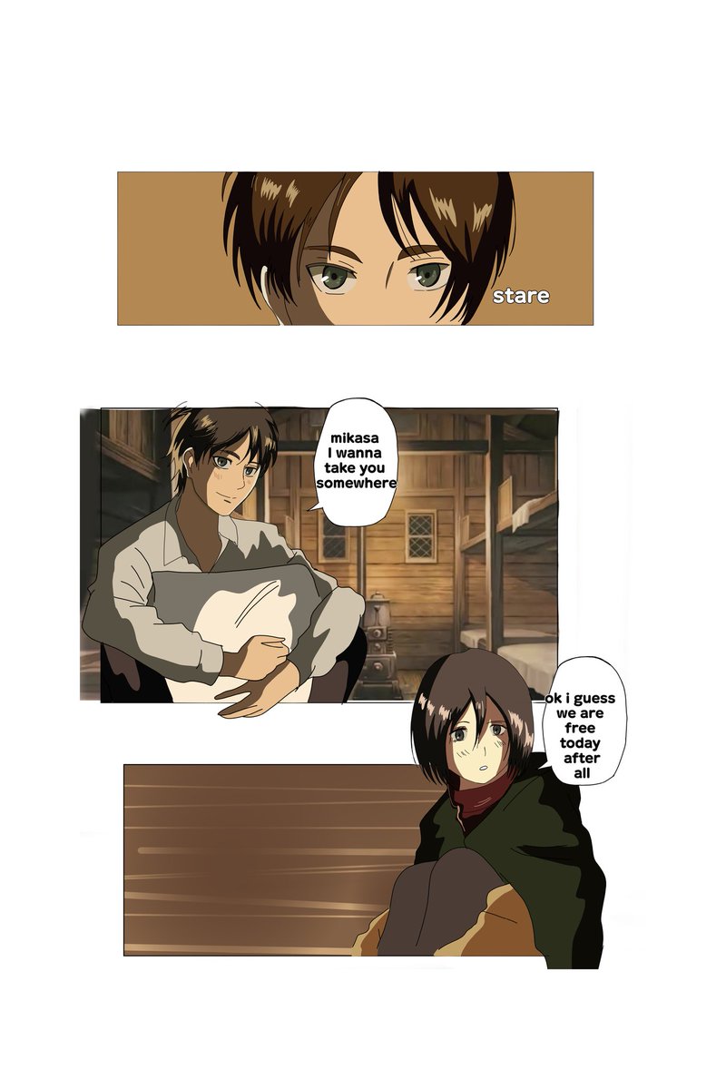 Elainesan9's tweet photo. Eren x Mikasa comic page 2
Text textless 
#eremika  
#AttackOnTitan
#進撃の巨人 https://t.co/6HozLE4iLg