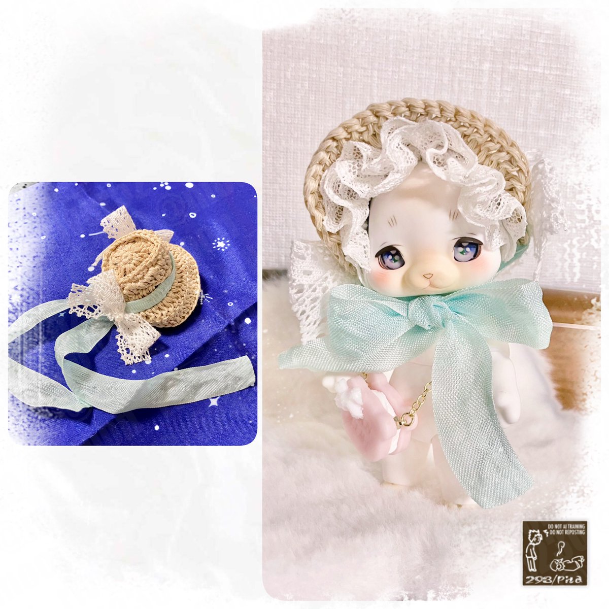 夢みたいに可愛いストローボンネは<a href="/kimagureKARKO/">きまぐれ　かぁこ</a> 様、
美味しそうなビスケットポシェットは<a href="/panmimi_02/">an.</a> 様の作品です🥰