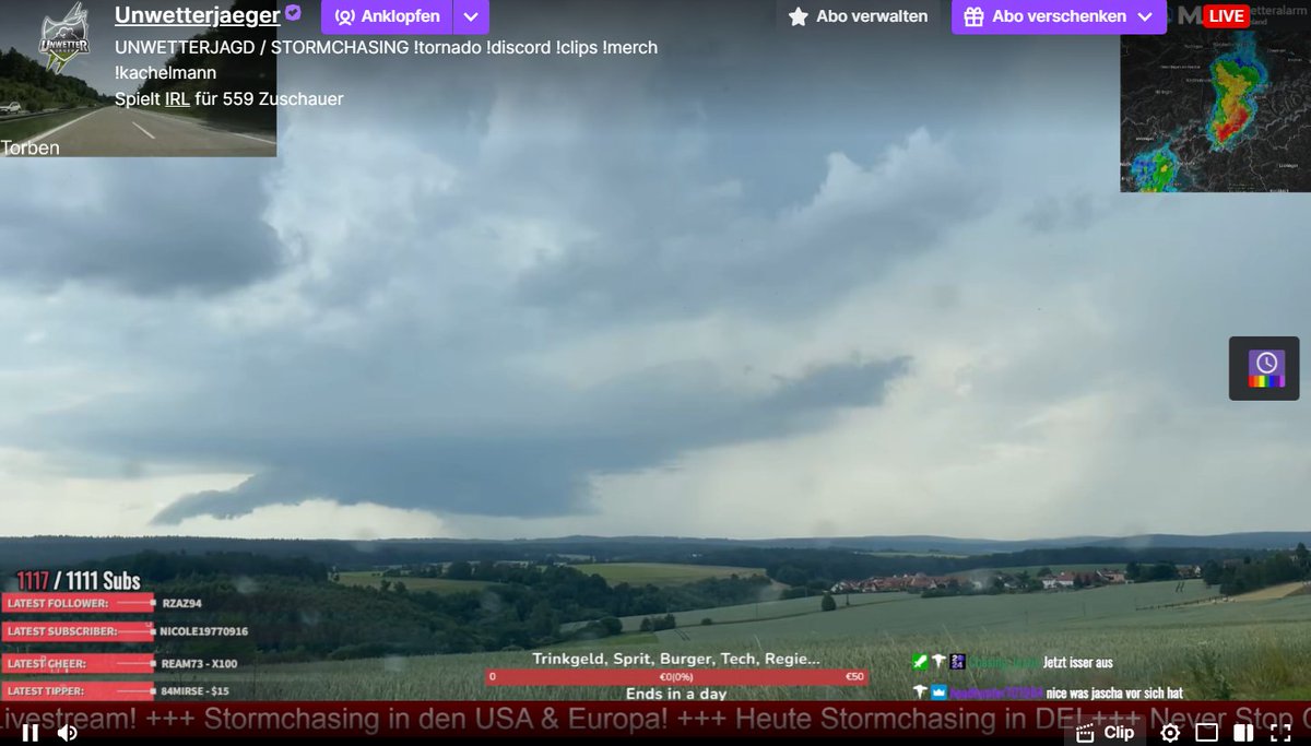 Unwetterjaeger (@unwetterjager) on Twitter photo Wallcloud an der Zelle in Thüringen LIVE im Stream! Wow! LIVE auf Youtube und Twitch! Schaut doch gerne mal vorbei im Livestream✌️📷#Gewitter #Unwetter
<a href="/Kachelmannwettr/">Kachelmannwetter</a>
<a href="/Kachelmann/">Jörg @kachelmann anderswo: @realkachelmann</a>
<a href="/Fabian_Ruhnau/">Fabian Ruhnau</a>
<a href="/DWD_presse/">DWD</a> Wallcloud an der Zelle in Thüringen LIVE im Stream! Wow! LIVE auf Youtube und Twitch! Schaut doch gerne mal vorbei im Livestream✌️📷#Gewitter #Unwetter
<a href="/Kachelmannwettr/">Kachelmannwetter</a>
<a href="/Kachelmann/">Jörg @kachelmann anderswo: @realkachelmann</a>
<a href="/Fabian_Ruhnau/">Fabian Ruhnau</a>
<a href="/DWD_presse/">DWD</a>