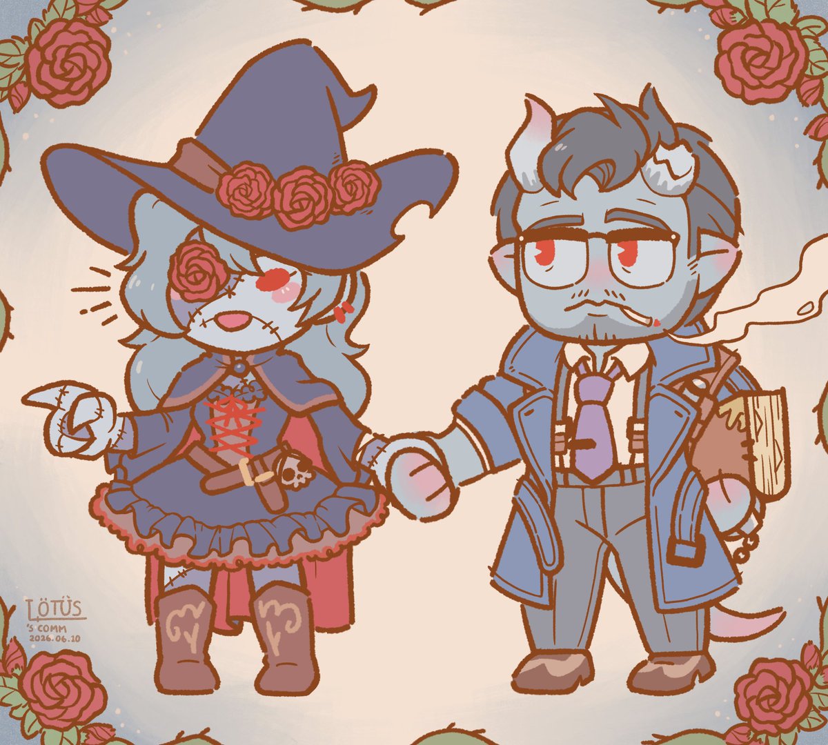 I commissioned <a href="/lonlotus/">lotus</a> to draw my OC and Abrams holding hands!
They said I could share. #deadlock