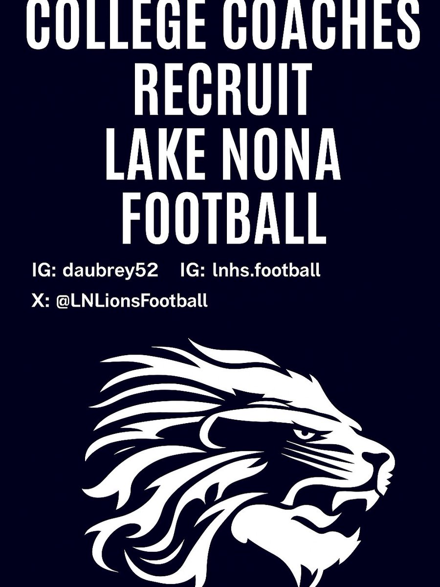 David Aubrey (@daubrey52) on Twitter photo Lake Nona High School has some great players who excel both on the field and in the classroom.
College coaches, please reach out — We’d love to connect you with these talented, well-coached young men who are ready for the next level. <a href="/LNLionsFootball/">Lake Nona HS Football</a> <a href="/On3sports/">On3</a> <a href="/On3Recruits/">On3 Recruits</a> Lake Nona High School has some great players who excel both on the field and in the classroom.
College coaches, please reach out — We’d love to connect you with these talented, well-coached young men who are ready for the next level. <a href="/LNLionsFootball/">Lake Nona HS Football</a> <a href="/On3sports/">On3</a> <a href="/On3Recruits/">On3 Recruits</a>
