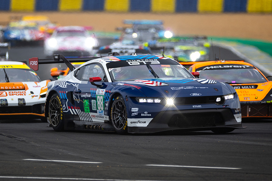 FordRacing's tweet photo. 24 hours of grit around Circuit de la Sarthe.

The No. 77 @ProtonRacing Mustang GT3 finishes the @24hoursoflemans with a top-10 finish.

#LeMans24 #GoLikeHell https://t.co/wGcQFcqbjB