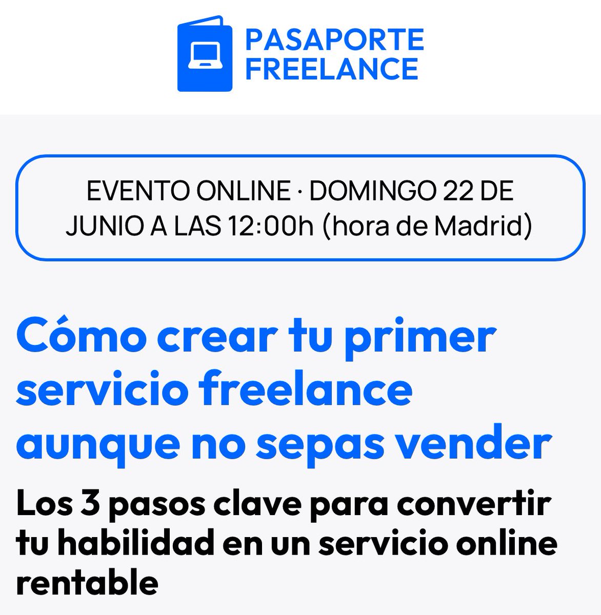👉🏼 FORMACIÓN GRATUITA 👈🏼

Hago un taller el próximo domingo:

Cómo pasar de empleado ➡️ freelance nómada y rentable. 

En 3 pasos.

Será en directo y online.

📨 Comenta “FREELANCE” y te mando invitación