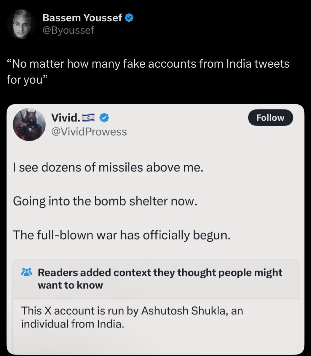 Saale har jagah naam kharaab karvate hain.

We as Indians stand in solidarity with the people of Gaza &amp; are against the k!llings of civilians! 
🇮🇳🩵 <a href="/Byoussef/">Bassem Youssef</a>