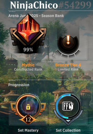 NinjaChico's tweet photo. Played some Pioneer to get gold for some new Final Fantasy cards on Arena. Got Mythic pretty easily in a few days. Yathan Roadwatcher was way better than I expected it to be. Tagging @SaffronOlive for value. https://t.co/xB4NmSl2jY