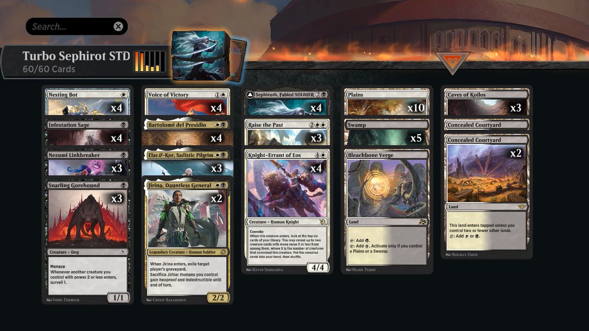 El otro día puse por aquí un deck Orzhov para Standard muy entretenido, en el que Sephirot brilla con furor. Aquí os dejo una ligera variación que he encontrado que, a mi juicio, mejora todas las posibilidades y dinámicas.