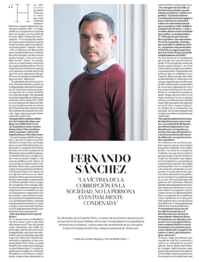 ENTREVISTA 🎙️Fernando Sánchez: “La víctima de la corrupción es la sociedad, no la persona condenada”.
Mirala o leela acá 👇 
lanacion.com.ar/conversaciones…
