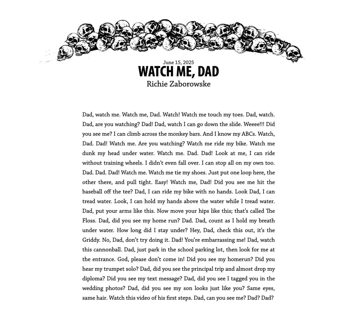 shoutout to all the HAD dads!

today's square from Richie Zaborowske left me a little stunned when I read it as a submission, making me immediately reread it a couple more times, and it wowed me all over again rereading just now

havehashad.com/hadposts/watch…