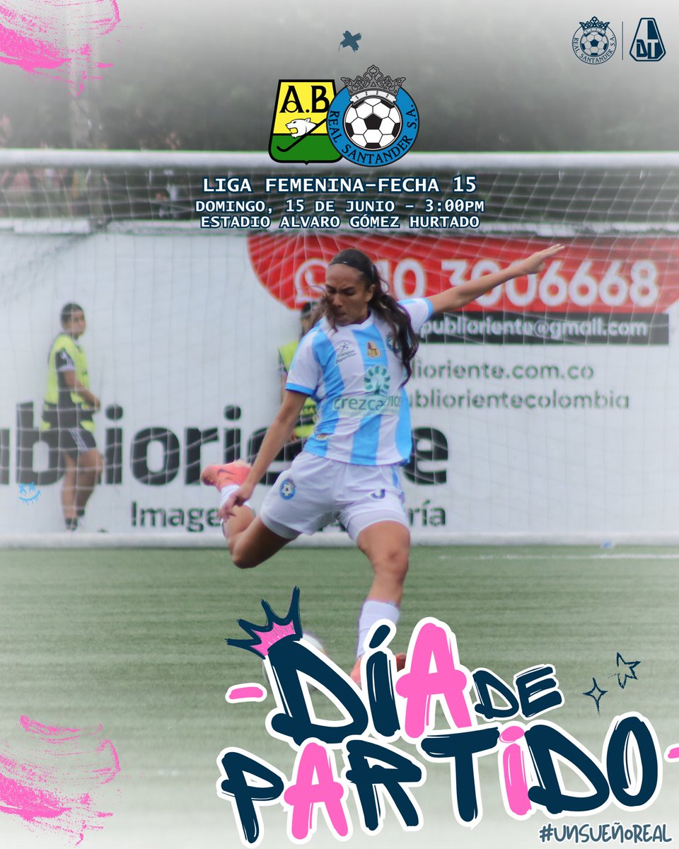 ¡HOY JUEGA REAL SANTANDER! 👑

Nuestras Guerreras están listas para una nueva batalla, por eso en el Alvaro Gómez 🏟, las nuestras defenderán con orgullo la albiceleste en el juego válido por la fecha 15 de la Liga Femenina. 

¡VAMOS GUERRERAS! 🙌🏼🔥

#UnSueñoReal 
🩵🤍⚽️
