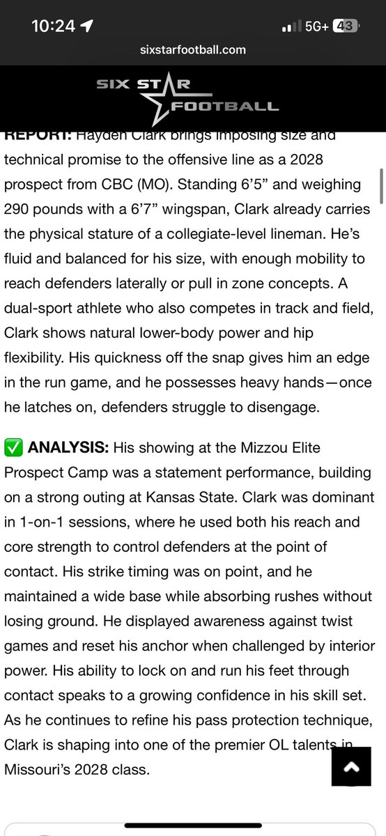 Hayden R. Clark (@haydenrclark51) on Twitter photo Thanks <a href="/6starfootballMO/">Six Star Football | MISSOURI</a> for the write up from the Mizzou Camp. <a href="/CBCFootball/">CBCFootball</a> <a href="/ScottPingel10/">Scott Pingel</a> <a href="/MizzouFootball/">Mizzou Football</a> <a href="/PrepRedzone/">Prep Redzone 🏈</a> Thanks <a href="/6starfootballMO/">Six Star Football | MISSOURI</a> for the write up from the Mizzou Camp. <a href="/CBCFootball/">CBCFootball</a> <a href="/ScottPingel10/">Scott Pingel</a> <a href="/MizzouFootball/">Mizzou Football</a> <a href="/PrepRedzone/">Prep Redzone 🏈</a>