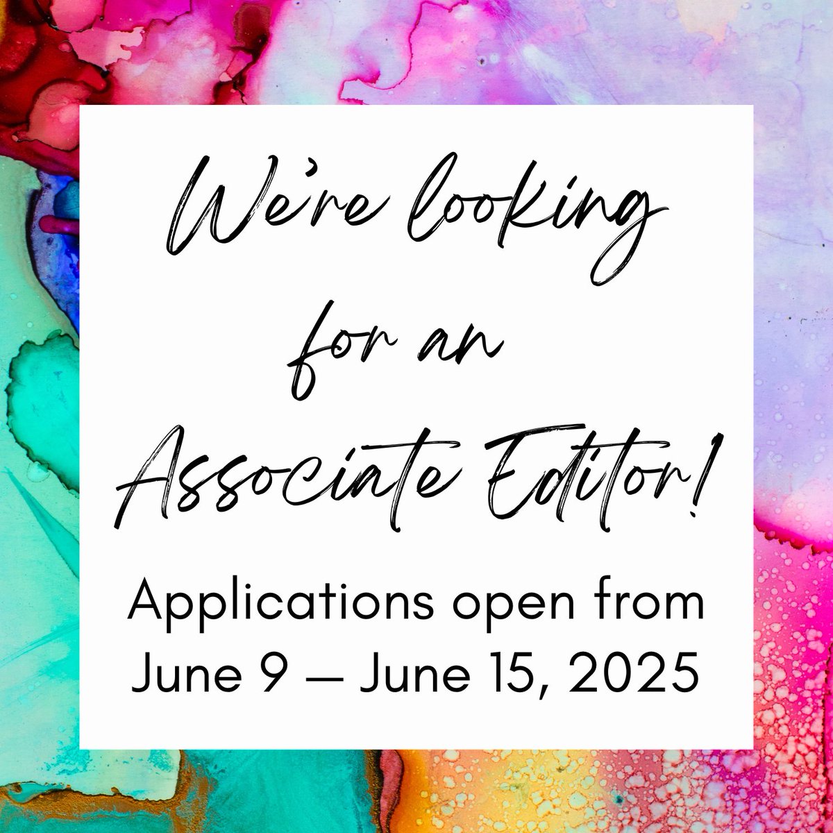 PalettePoetry's tweet image. FINAL DAY TO APPLY! 🎨🖌️
We want to work with you if you are passionate about poetry, have experience with administrative work or arts programming, and are looking to get more involved in the editorial process.
Deadline: June 15, 2025, 11:59 PM Pacific
palettepoetry.submittable.com/submit/2f55213…