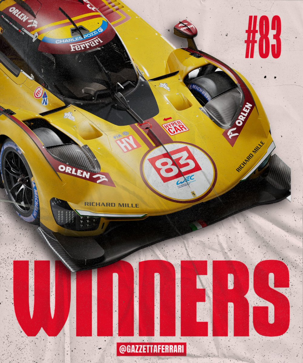 GazzettaFerrari's tweet image. #83 AF CORSE WIIIIINS #LEMANS24!🏆🇫🇷

FORZA FERRARI. 🐎❤️