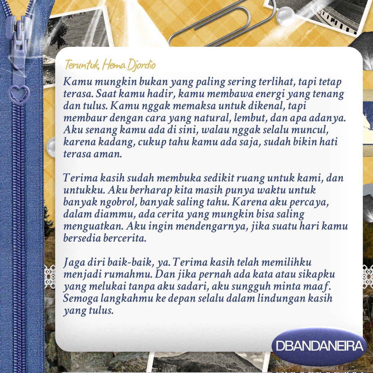 <a href="/DBANDANEIRA/">Rindu.</a> Terharu gua Ndu, makasih banyak. Ah lu keren banget sih! Bangga jadi bagian DBD.