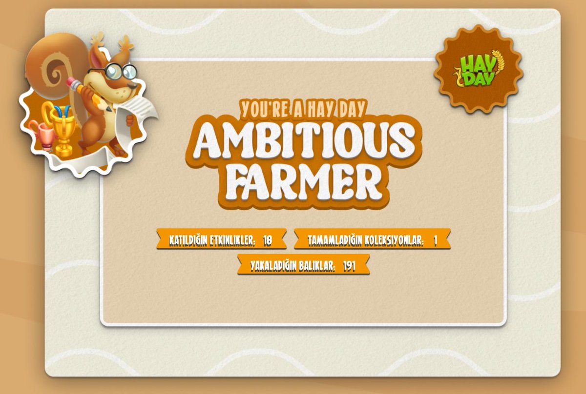 Bitkoyun0's tweet photo. Hay Day Highlights archetype: Ambitious Farmer https://t.co/q2SIT7WGvf #HayDay https://t.co/8c2tn5kp06