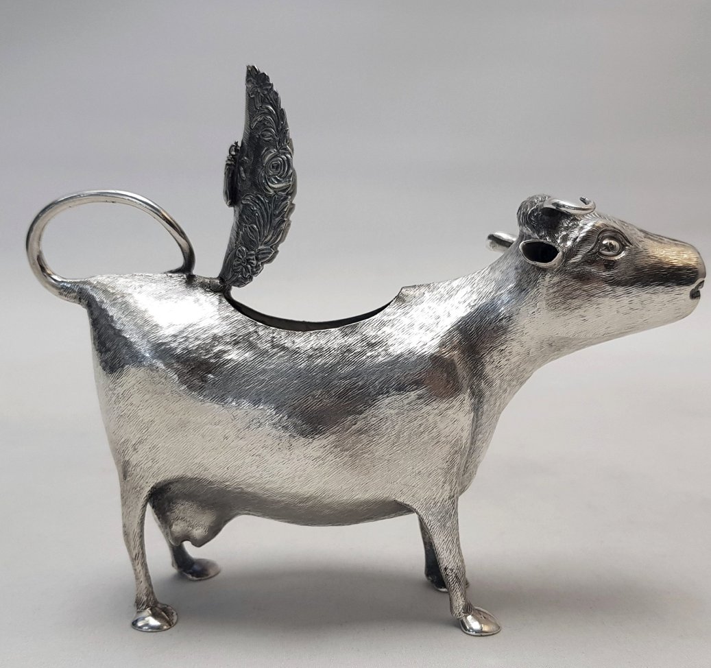 What could be better than a silver cow from which to put your milk into your tea?

A George III example made by cow-jug specialist John Schuppe can be yours for a ridiculous sum of money.

I'm tempted. Are you?