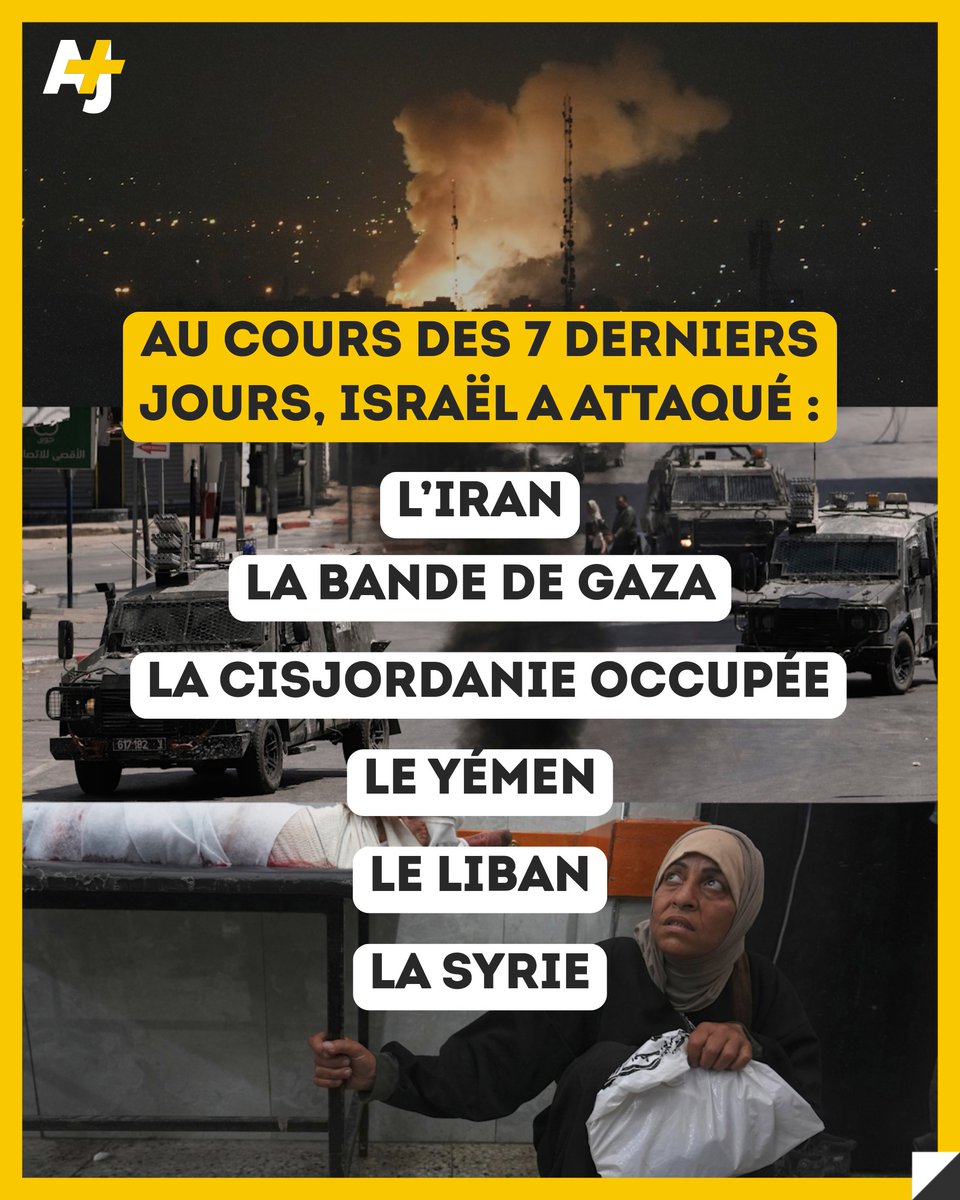 Le 13 juin, Israël a lancé une vague de bombardements sur l’Iran, tuant plus 80 personnes, dont des enfants à Téhéran. En parallèle, sur 7 jours, Israël a attaqué le Liban, la Syrie, le Yémen, la bande de Gaza et la Cisjordanie occupée.
