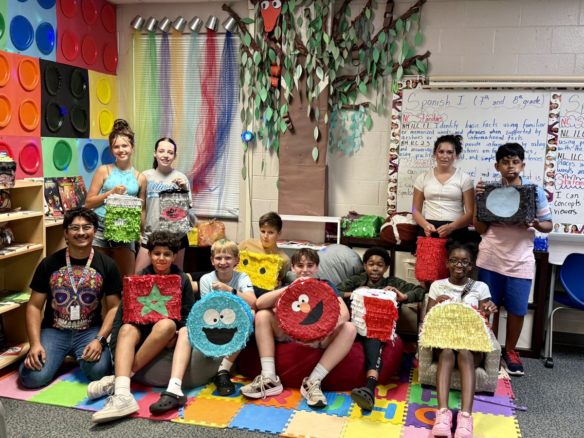 ronnyareth's tweet photo. Piñatas 🪅 are the best EOY project to learn about Hispanic traditions and celebrations as they provide a lot of fun, joy and make kiddos go crazy for the candy 🍬 🍭 as well as the satisfaction to smash what they worked so hard on 😂 | @eastcarymiddle https://t.co/poeQK0PlkB