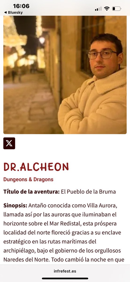 Dr. Alcheon (@dralcheon) on Twitter photo ¡Allí estaremos! Listos para narrar Crónica de Eón y disfrutar a lo grande. Una partida de cosecha propia, con drama, risas y sorpresas. ¿Qué podría salir mal?
Nos vemos en el Inferfest organizado por <a href="/infrecuentes/">Infrecuentes</a>
<a href="/RelatosEon/">Eón Universe</a>
infrefest.es/director-de-ju… ¡Allí estaremos! Listos para narrar Crónica de Eón y disfrutar a lo grande. Una partida de cosecha propia, con drama, risas y sorpresas. ¿Qué podría salir mal?
Nos vemos en el Inferfest organizado por <a href="/infrecuentes/">Infrecuentes</a>
<a href="/RelatosEon/">Eón Universe</a>
infrefest.es/director-de-ju…