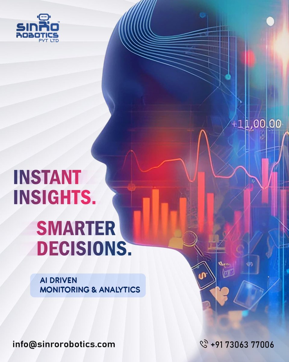 SinroRobotics's tweet image. Unlock the power of AI-driven monitoring and analytics! Gain real-time insights, predict trends, and optimize performance across your operations.
#Sinrorobotics #AImonitoring #AIAnalytics #SmartMonitoring #PredictiveInsights #DataDrivenAI #AIForBusiness #TechInnovation